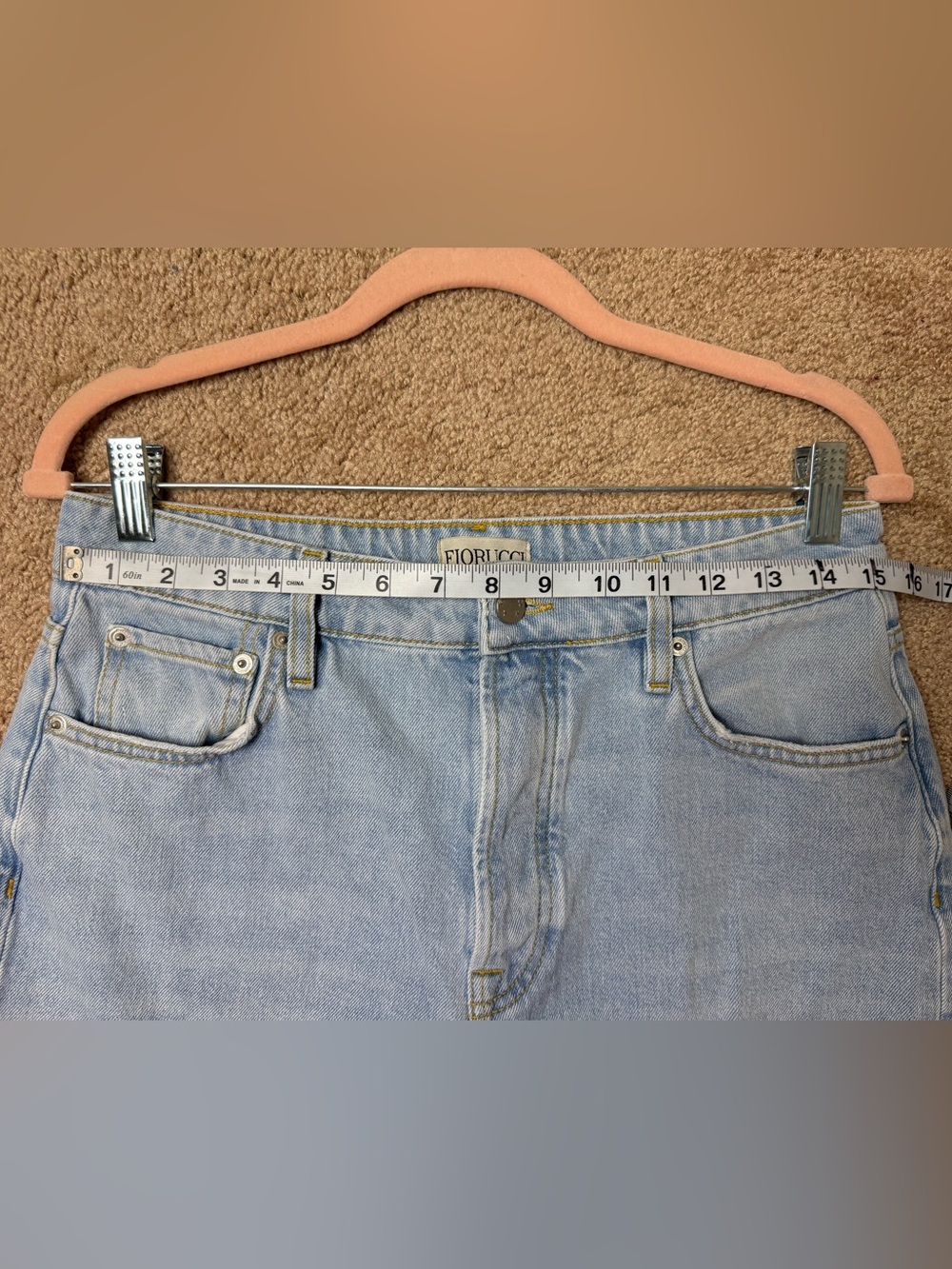 Fiorucci Light Blue Denim Wide Leg Jeans with Cherub Pocket Patch - Picture 8 of 12